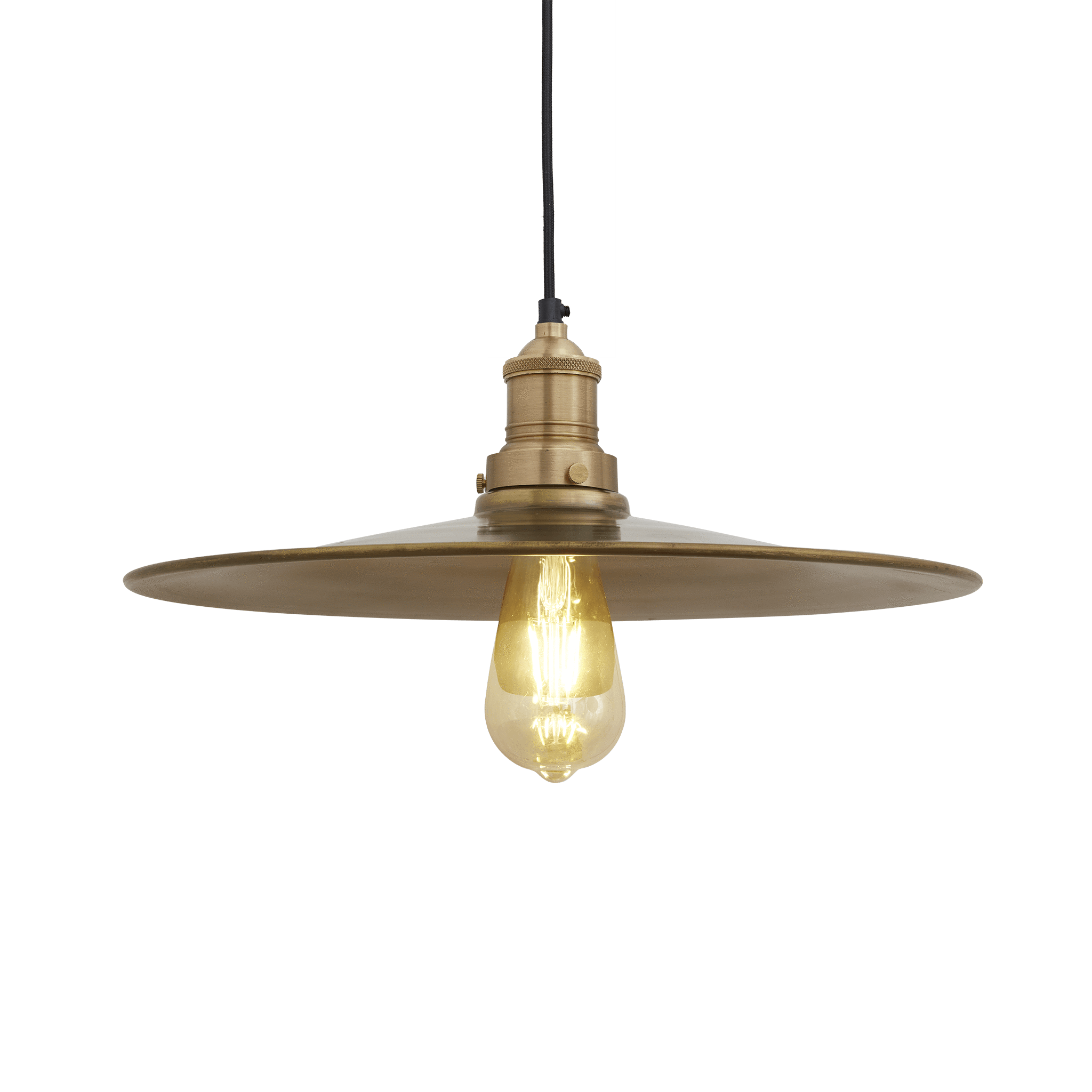 Industville – Brooklyn Flat Pendant – 15 Inch – Ceiling Light – Light Shade – Brass Colour – Brass Material – 16.5 CM X 38 CM X 38 CM