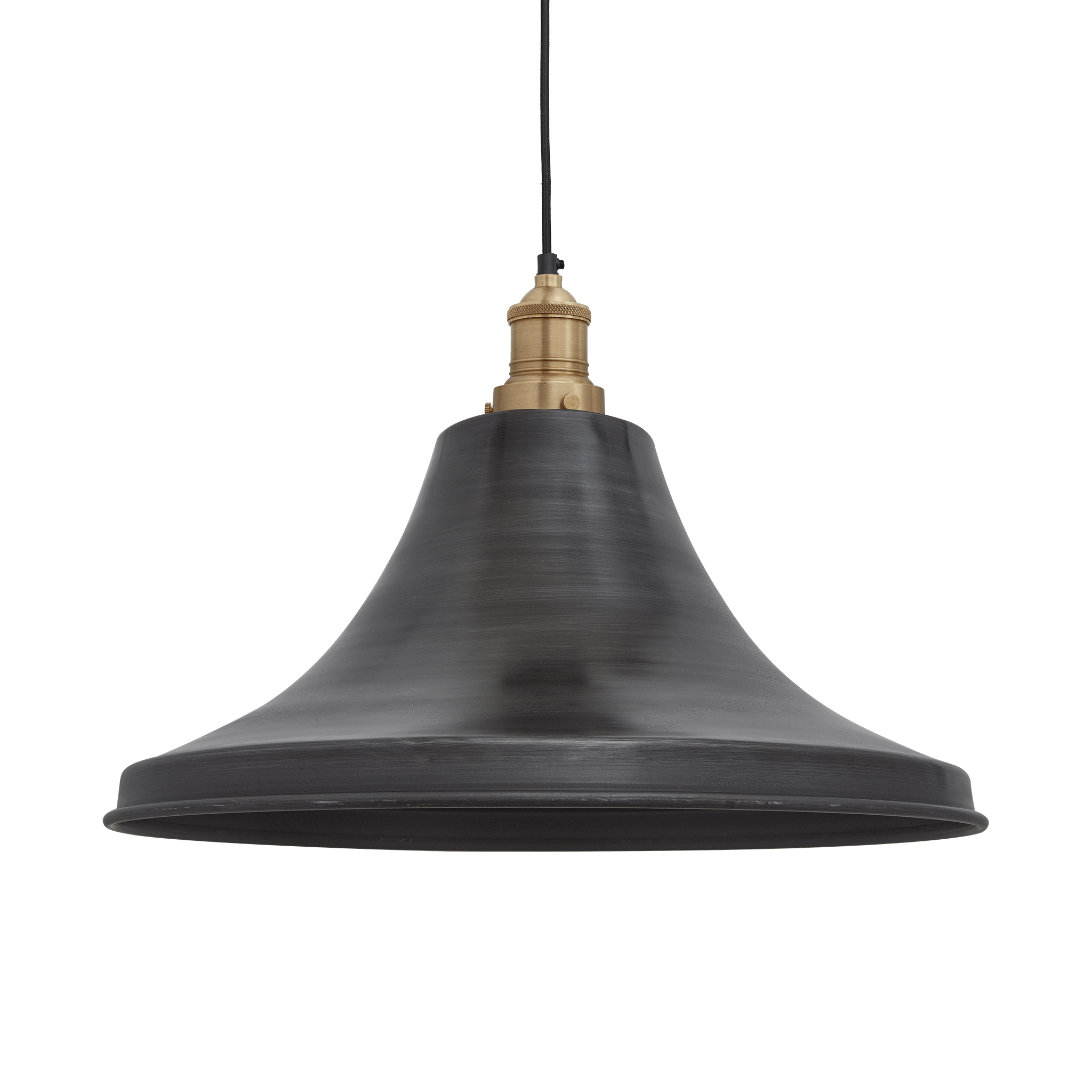 Industville – Brooklyn Giant Bell Pendant – 20 Inch – Ceiling Light – Light Shade – Black / Brass Colour – Pewter / Brass Material – 39.5 CM X 51 CM X 51 CM