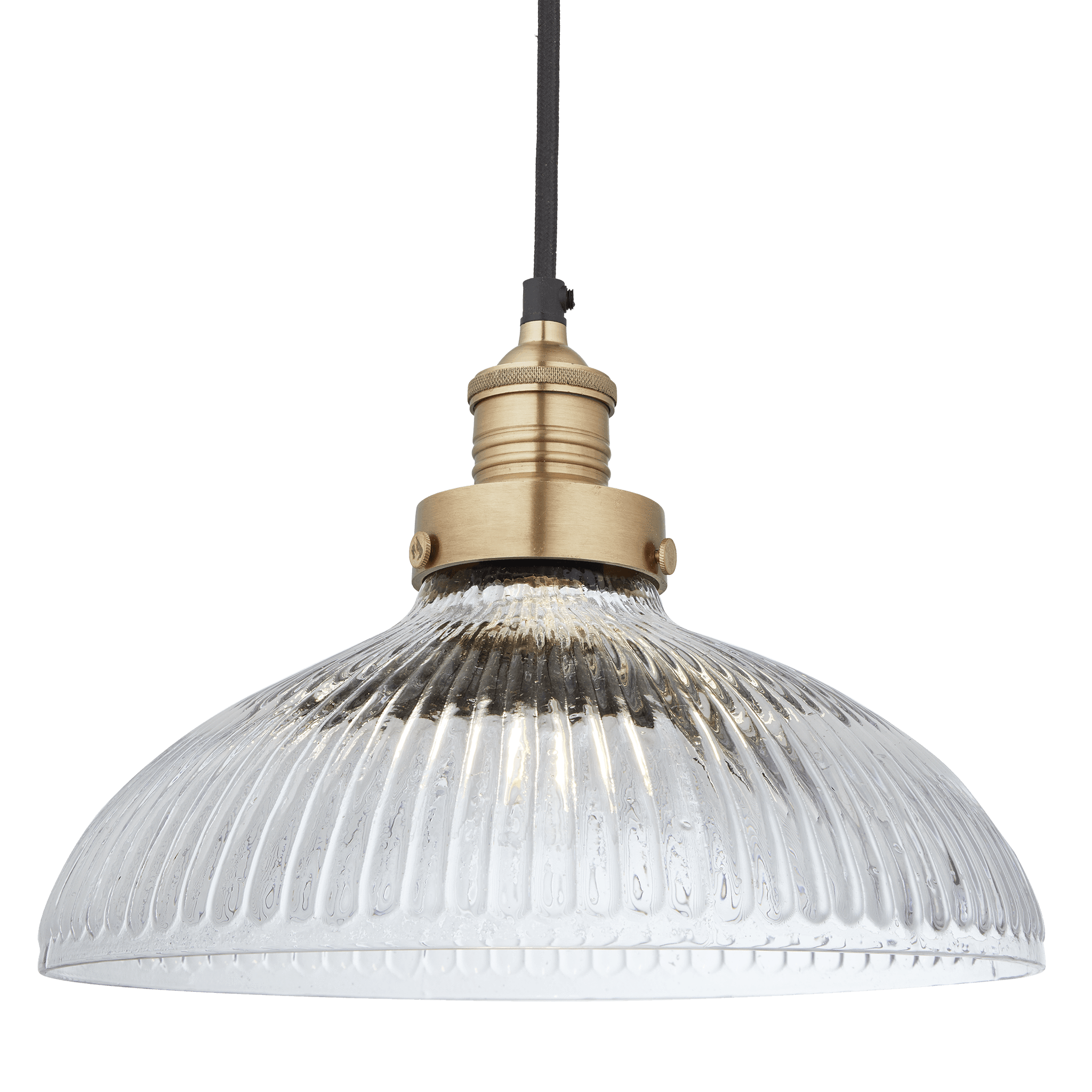 Industville – Brooklyn Glass Dome Pendant – 12 Inch – Ceiling Light – Light Shade – Brass / Clear Colour – Brass / Glass Material – 25 CM X 30 CM X 30 CM