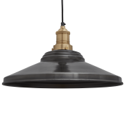 Industville – Brooklyn Giant Step Pendant – 18 Inch – Ceiling Light – Light Shade – Black / Brass Colour – Pewter / Brass Material – 24.5 CM X 46 CM X 46 CM