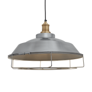 Industville – Brooklyn Step Pendant – 16 Inch – Ceiling Light – Light Shade – Silver / Brass Colour – Iron / Brass Material – 30 CM X 42.5 CM X 42.5 CM