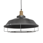 Industville – Brooklyn Step Pendant – 16 Inch – Ceiling Light – Light Shade – Black / Brass Colour – Pewter / Brass Material – 30 CM X 42.5 CM X 42.5 CM