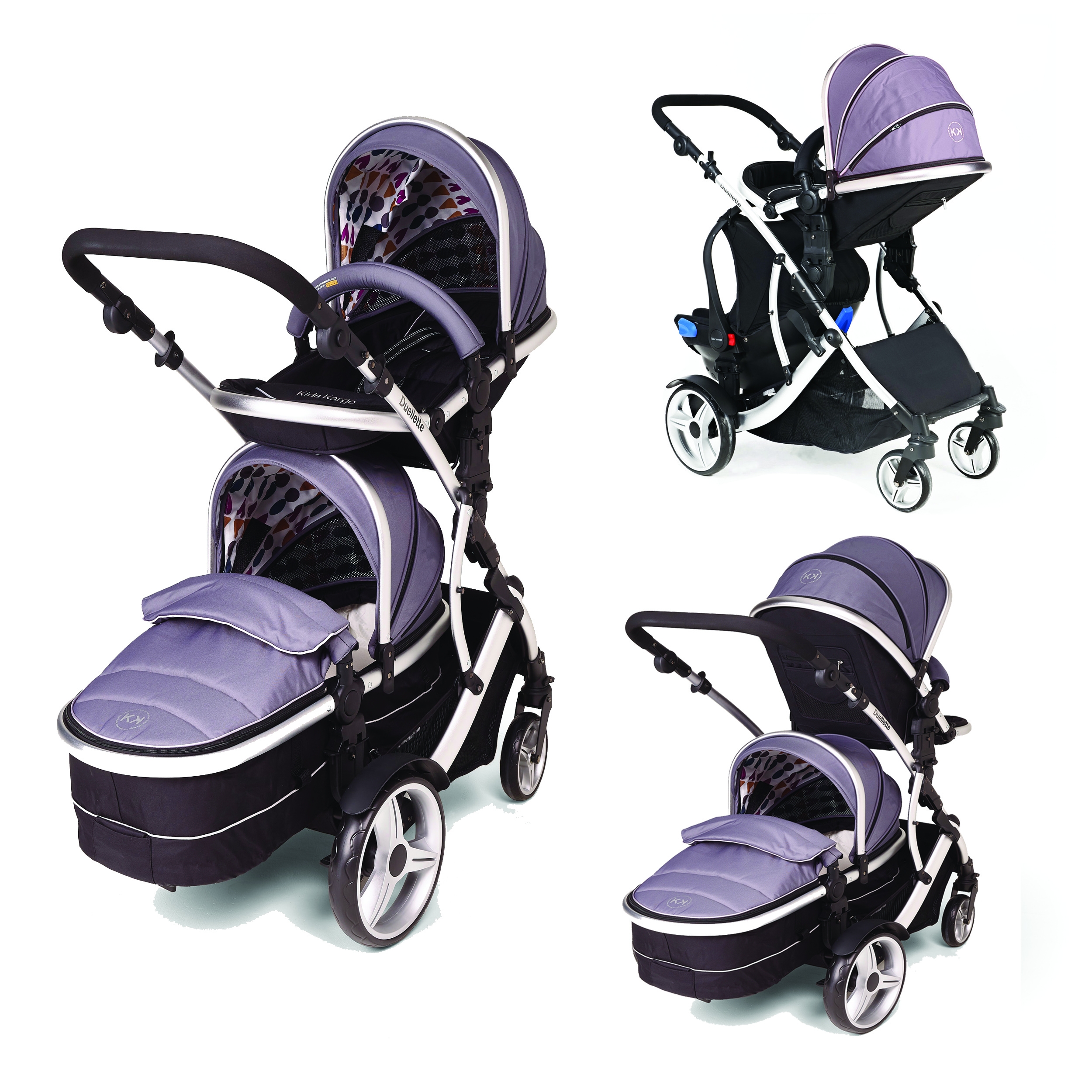Kids Kargo Duellette Baby & Tot Double Tandem Twin Pushchair Pram Free Car Seat Worth
