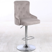 CGC Exclusive Collection – Brushed Velvet & Chrome Stand Luxury Chaise Adjustable Bar Stool – Choice of Colours Mink – By CGC Interiors