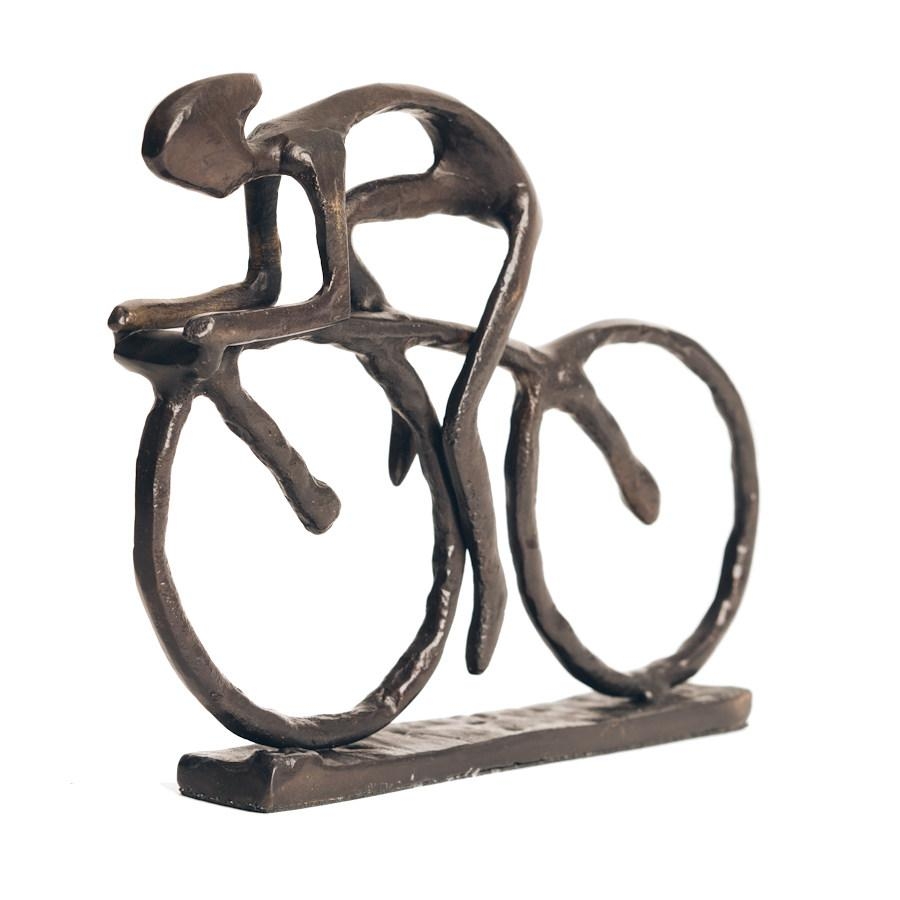 Solid Bronze Sculpture – Cyclist – 11cm x 15cm x 2cm