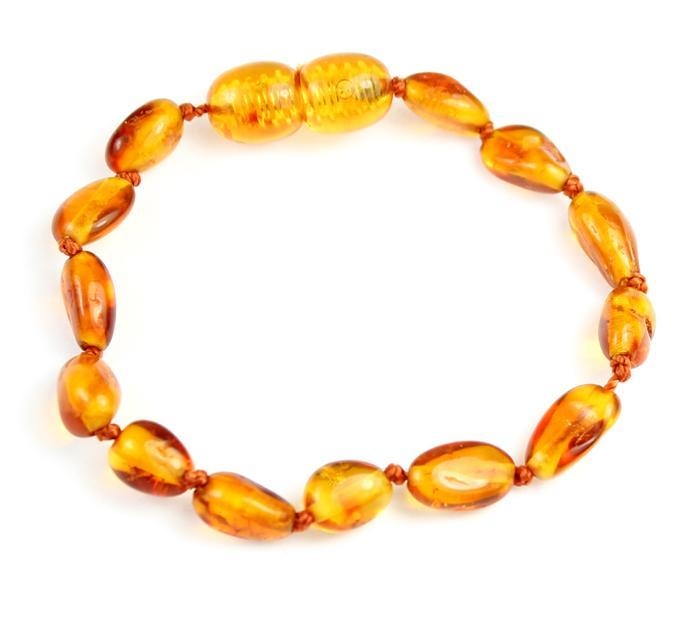 Certified Baltic Amber Beans Beads Bracelet in Cognac Colours – Sizes Child to Adult 11cm – Caroline’s Collection – SilverAmberJewellery