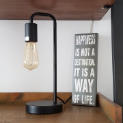 Industrial Style Curved Metal Desk – Table Lamp Matt Black – By CGC Interiors