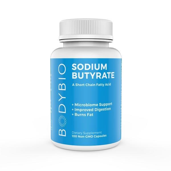 Sodium Butyrate | 600mg | 100 Capsules | BodyBio | Supplement Hub UK