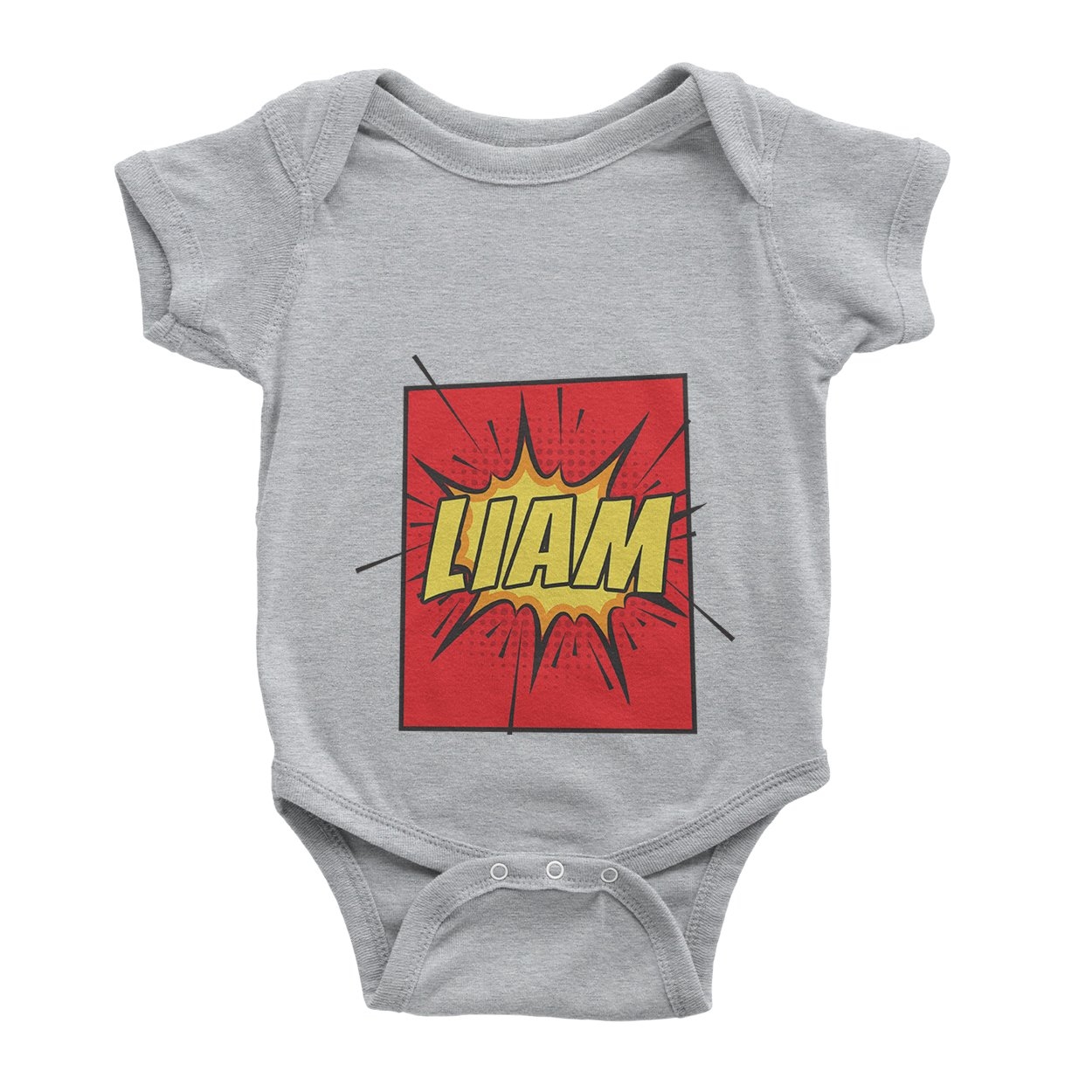 Personalised Name Cute Comic Super Hero Birthday Shower Gift Baby Vest – Baby Bodysuit, Black – Ai Printing