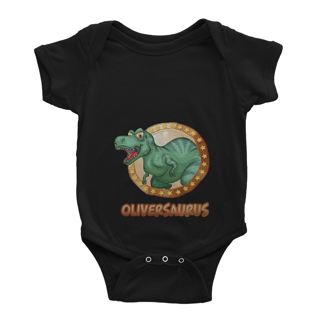 Personalised Name Cute Saurus Dinosaur Birthday Shower Gift Baby Vest – Baby Bodysuit, White – Ai Printing