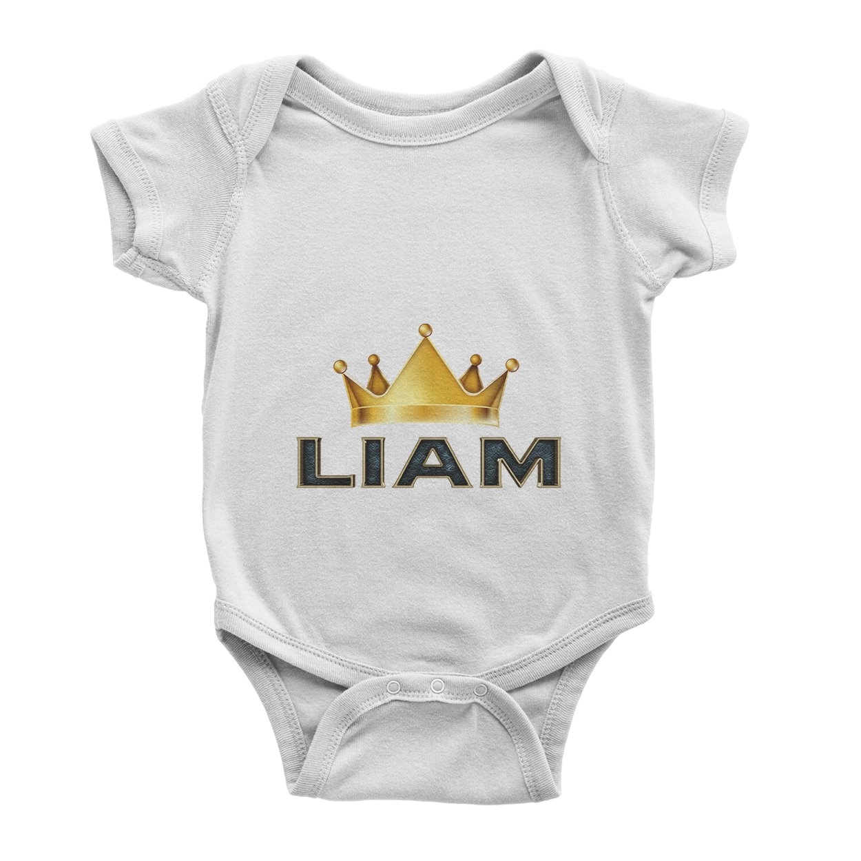 Personalised Name Cute Crown Birthday Shower Gift Baby Vest – Baby Bodysuit, Black – Ai Printing