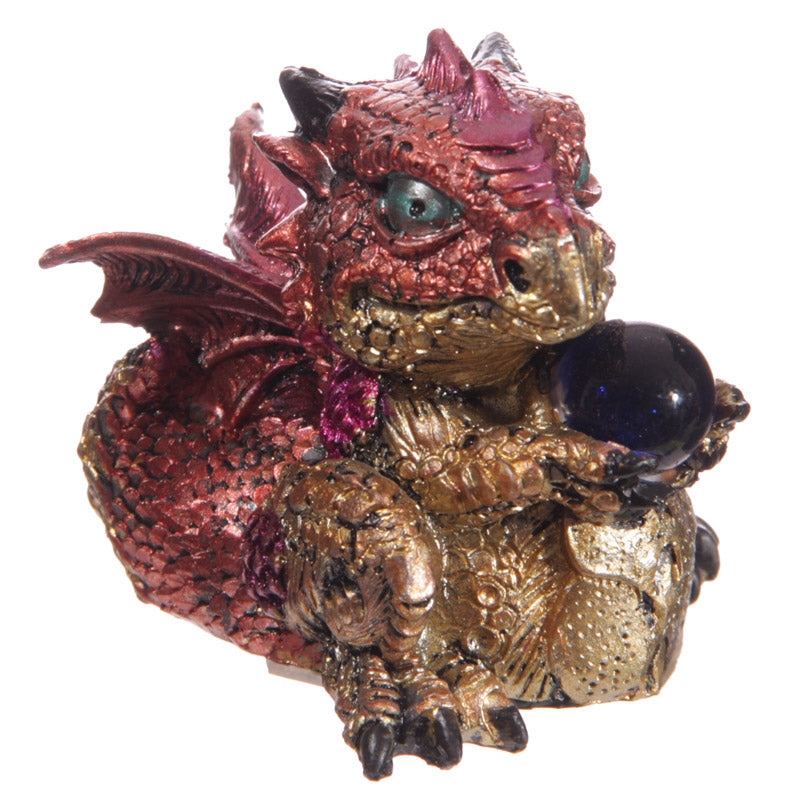Baby Dragon with Crystal Ball Figurine | Planet Merch Red