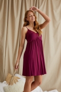Bamboo Lace Chemise Nightdress in Bordeaux UK 20 / Bordeaux