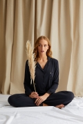 Bamboo Lace Pyjama Set in Raven | Women’s Nightwear | Pretty You London UK 20 / Raven