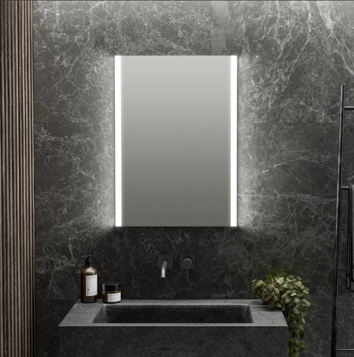 HiB Beam – Rectangular LED Illuminated Bathrrom Mirror – Beam 60: H80 x W60 x D3cm – HiB LED Illuminated Bathroom Mirrors – Stylishly Sophisticated