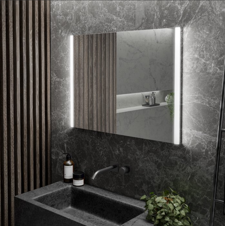 HiB Beam – Rectangular LED Illuminated Bathrrom Mirror – Beam 80: Size: H60 x W80 x D3cm – HiB LED Illuminated Bathroom Mirrors – Stylishly