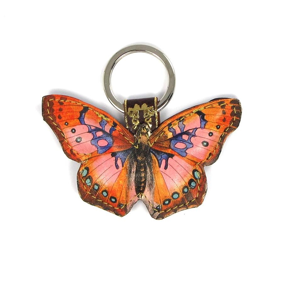 Leather Key Ring / Bag Charm – Cocktail Butterfly – Pink