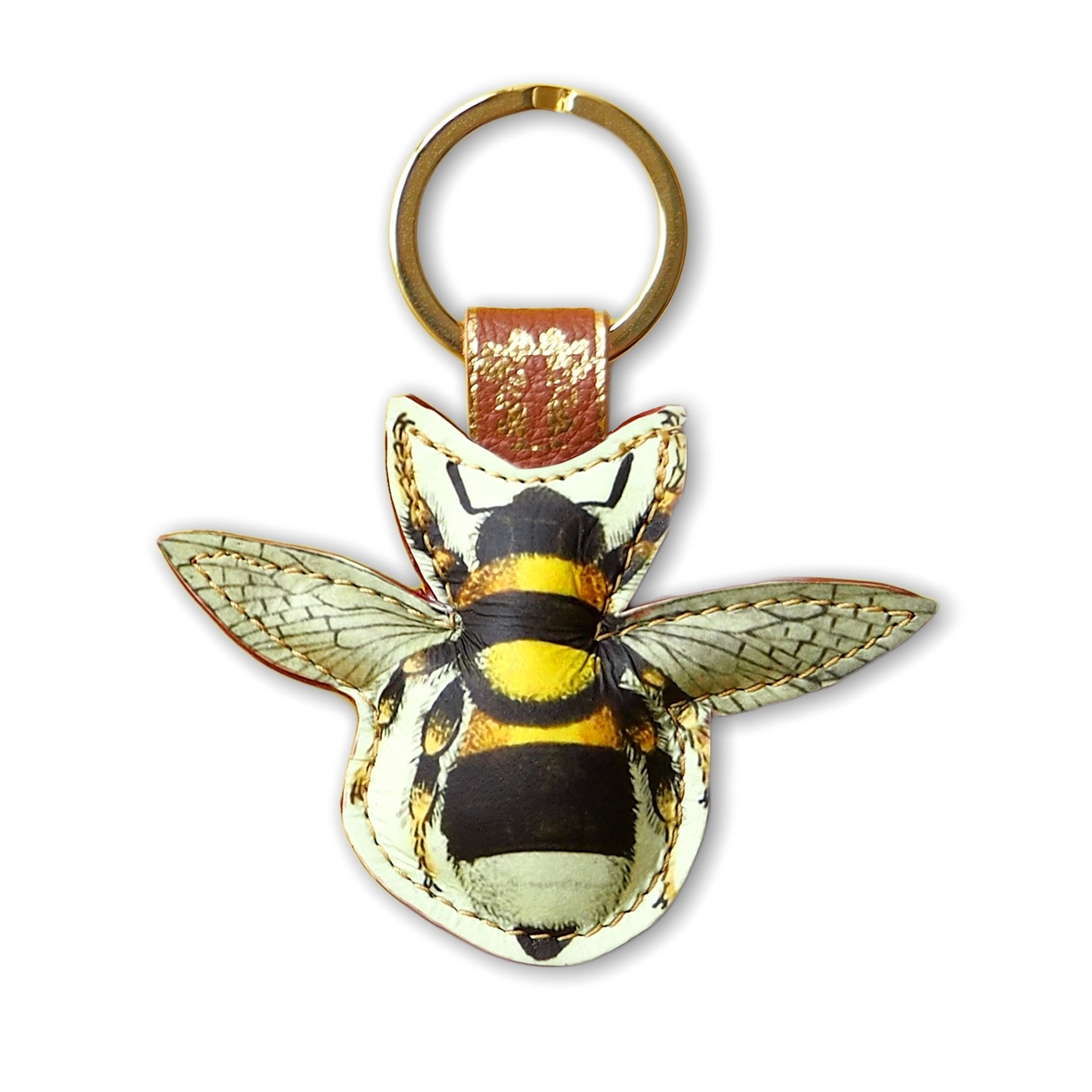 Leather Key Ring / Bag Charm – Bee – Yellow