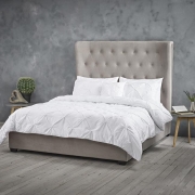 Luxury Ottoman Style Bed with Extra Large Headboard Double – Cappuccino – CGC Retail Outlet