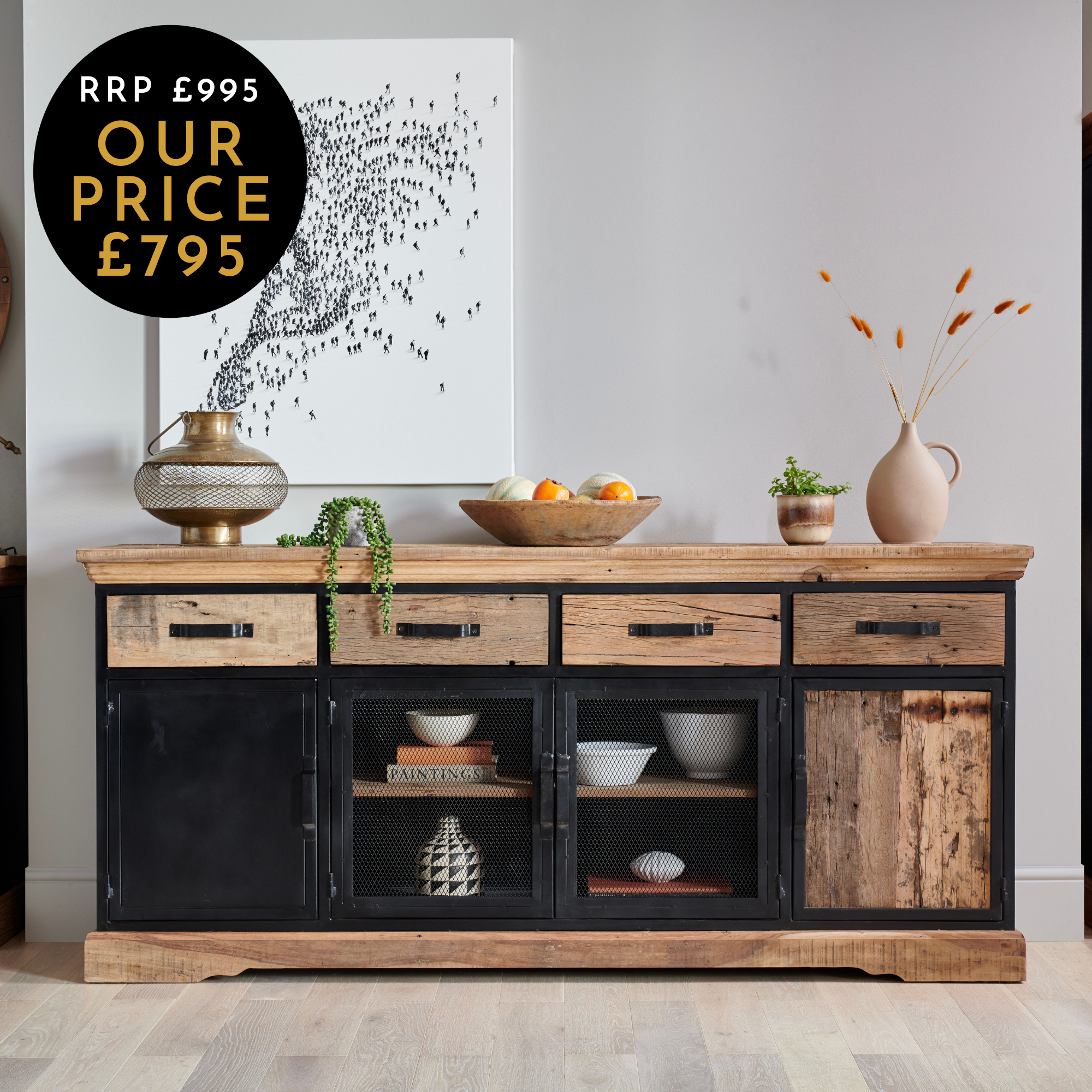 Large Reclaimed Sideboard | Smallhill Furniture Co. | FREE UK DELIVERY – Besp-Oak