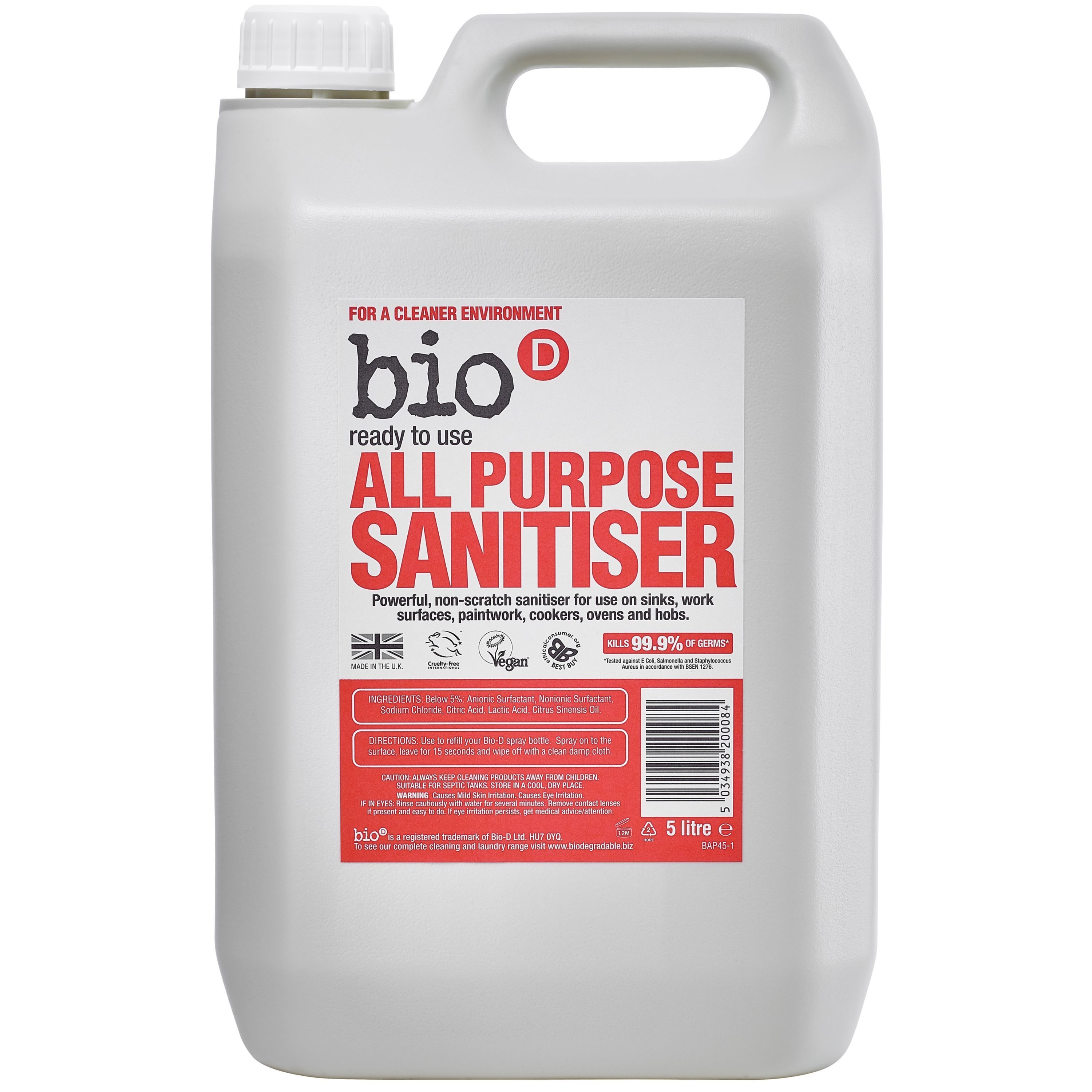Bio-D All Purpose Sanitiser Cleaner (5-Litre Refill)