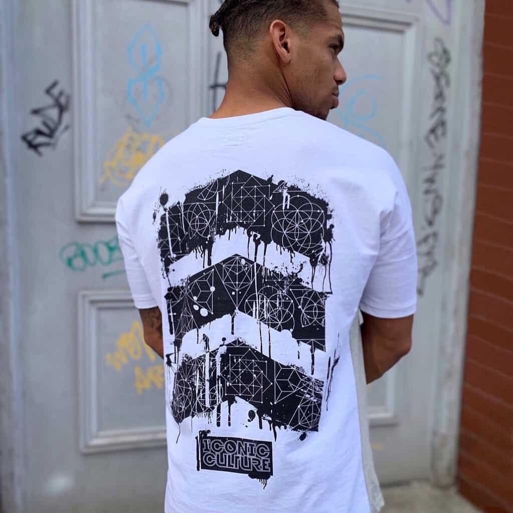 Black Drip Chevron Panel Tee – Medium