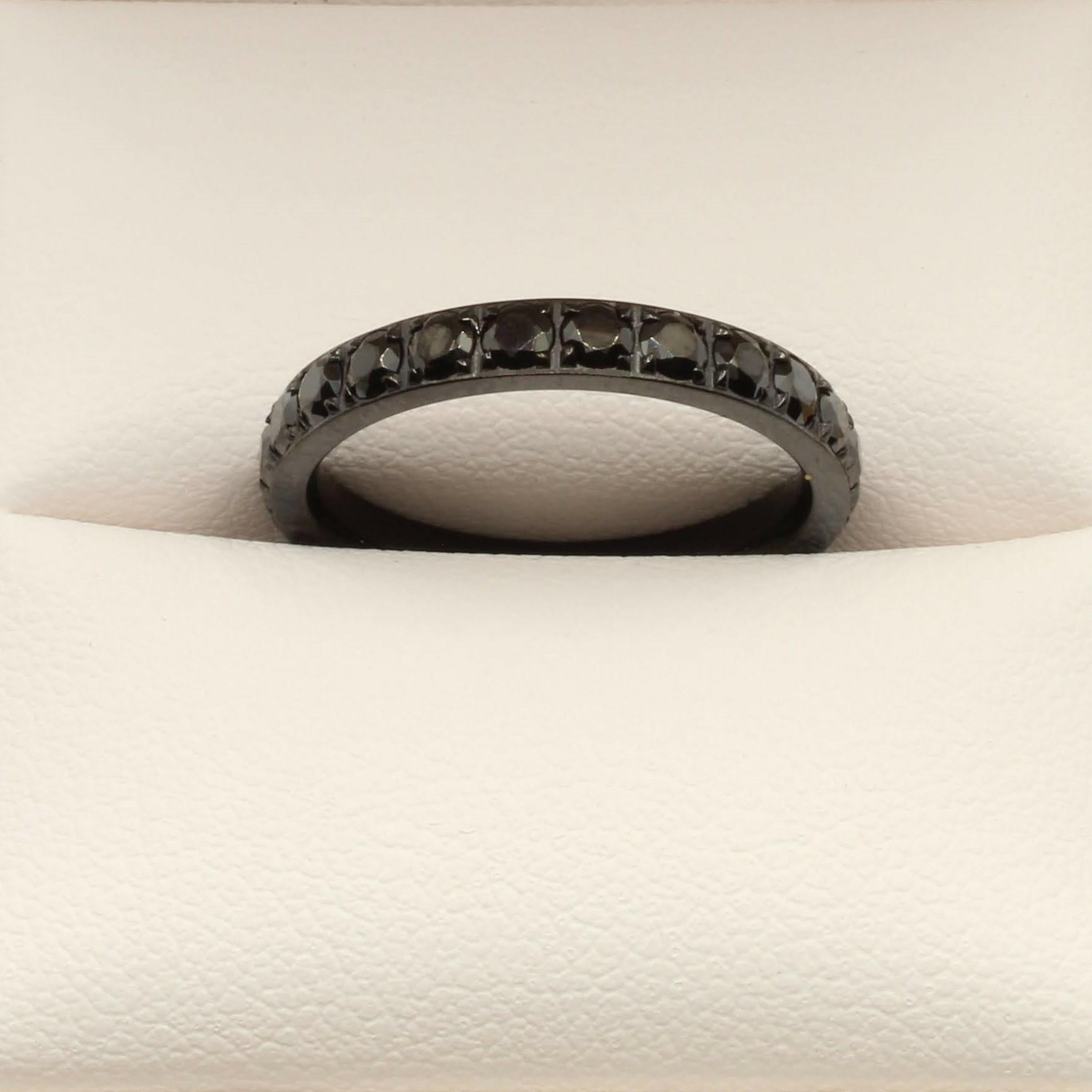 Sparkling Ladies Titanium 3mm Black Zirconia on Black Glitz Ring UK K / US 5 – Rock Solid Rings