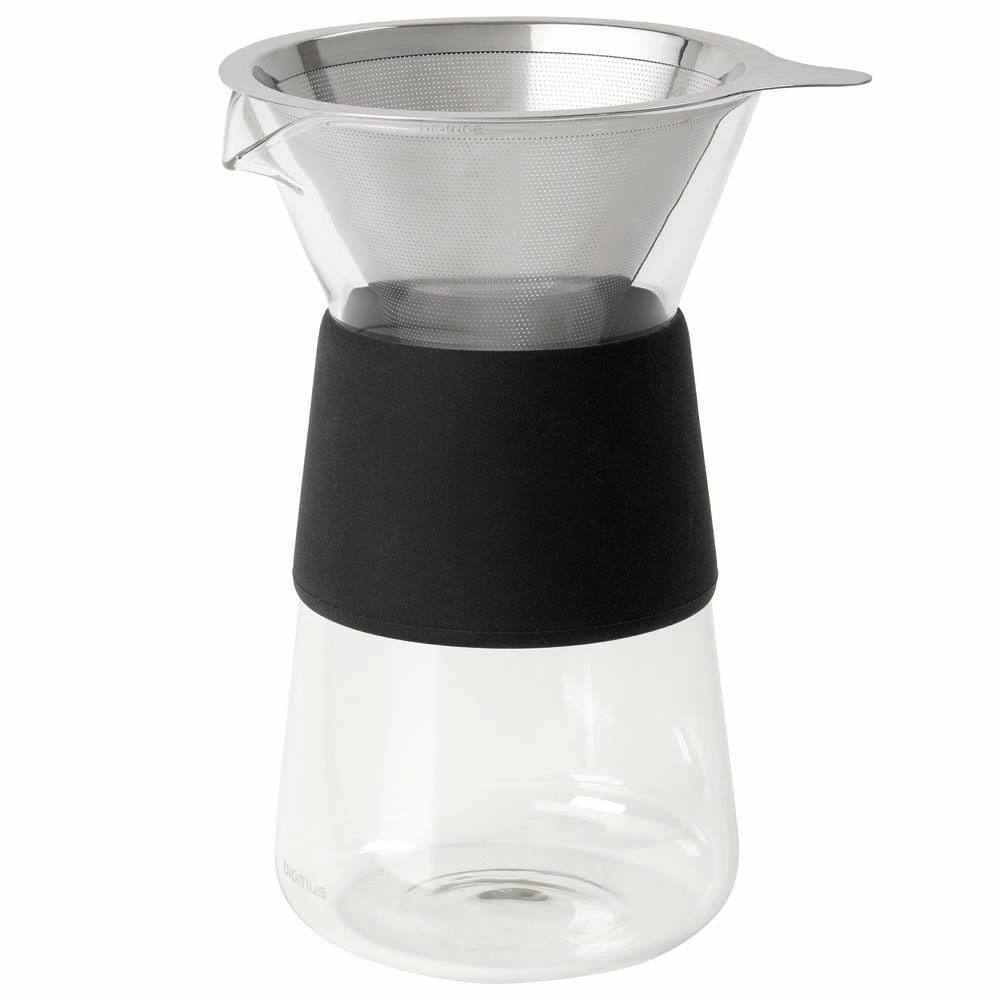 Blomus – Graneo Coffee Maker – Small – Chrome / Black / Clear – Polished Stainless Steel / Glass / Silicone – 17.5 x 11 cm