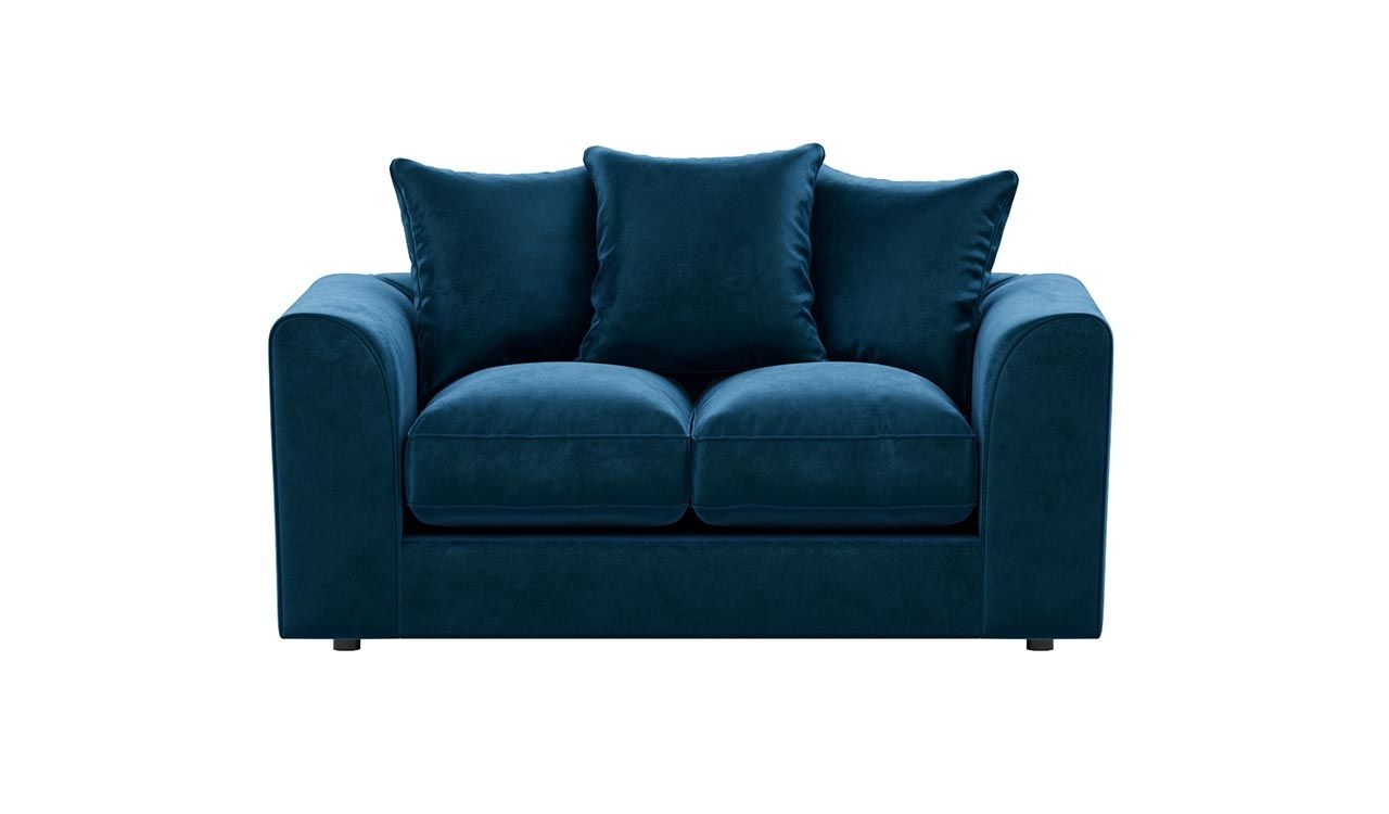 Brooklyn Plush Velvet 2 Seater Sofa – Fibre Filled – Blue – The Online Sofa Shop