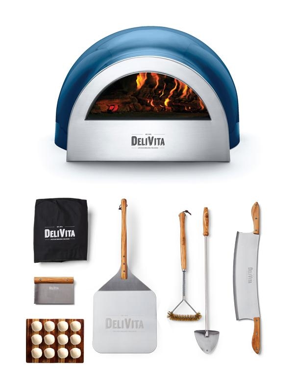 DeliVita Outdoor Traditional Wood-fired Oven – Blue Diamond – Pizzaioli Bundle – Outdoor Pizza Oven – Forno Boutique