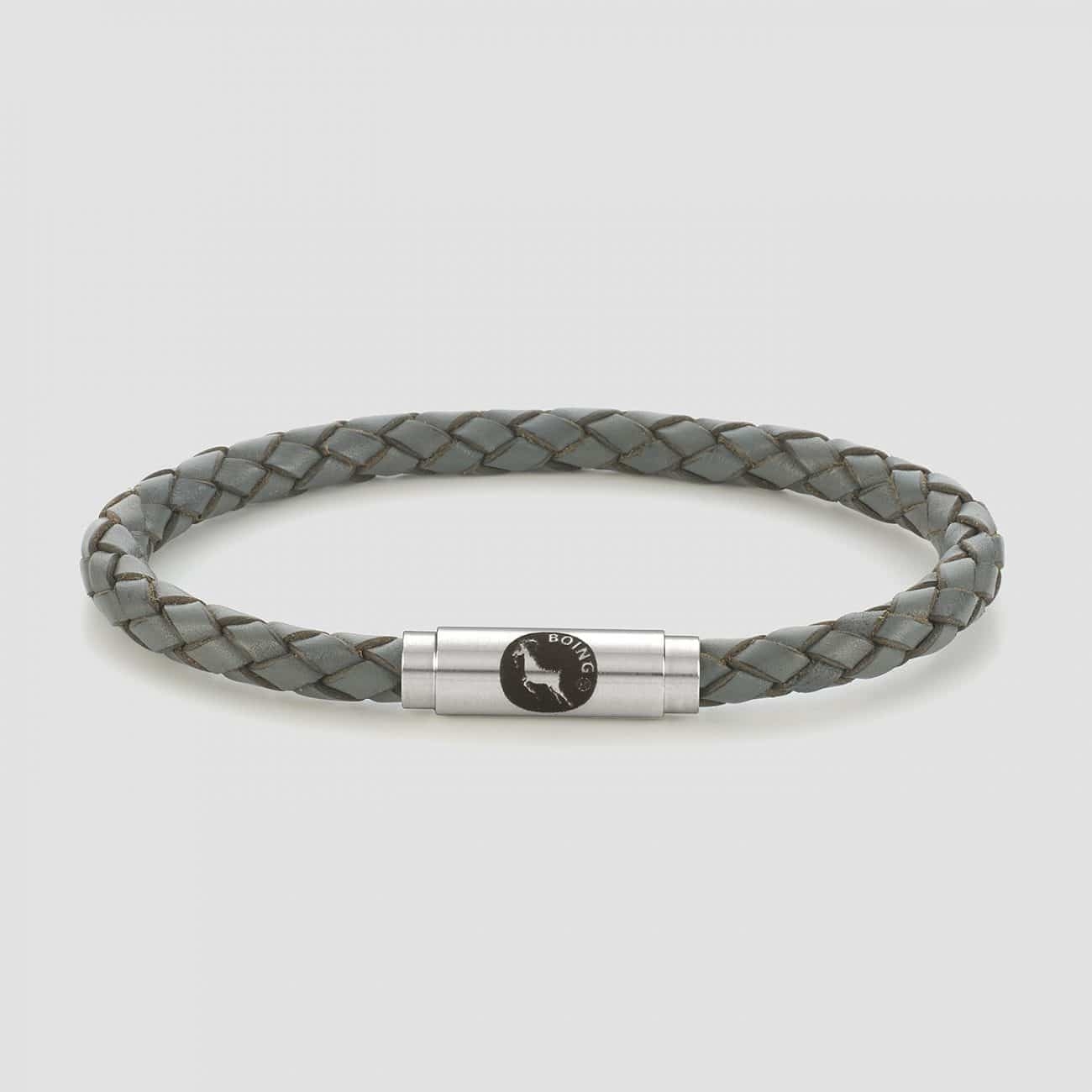 Grey Skinny Leather – Matt Stainless Steel – Single Wrap – Boing Apparel- Boing Jewellery