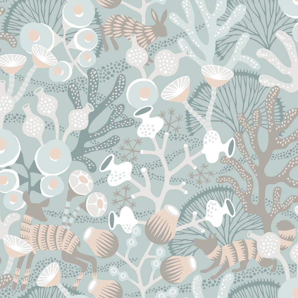 Borastapeter – Wonderland Korallang 1459 Wallpaper – Blue / White / Grey – Non-Woven – 53cm