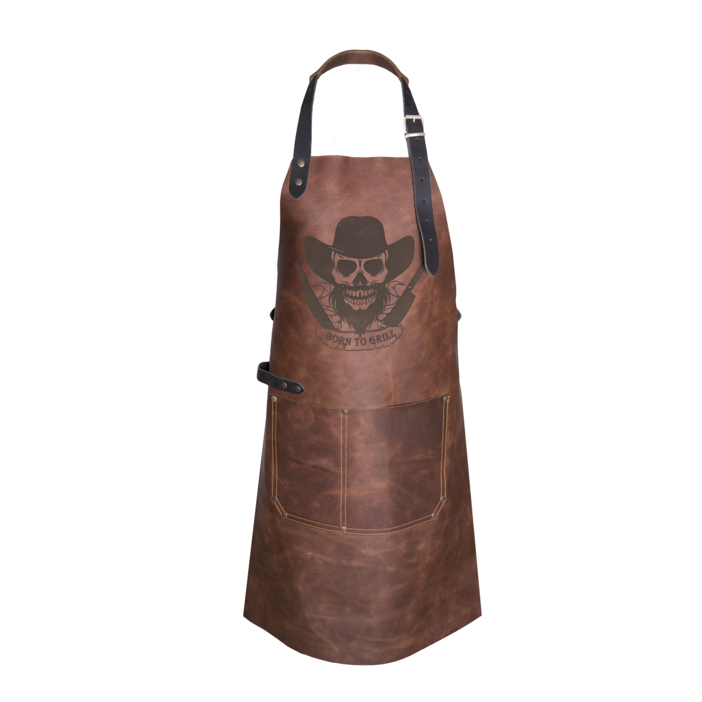 Brickwalls & Barricades “Born To Grill” Brown Tan Leather Apron – Bright and Shine – Bright and Shine
