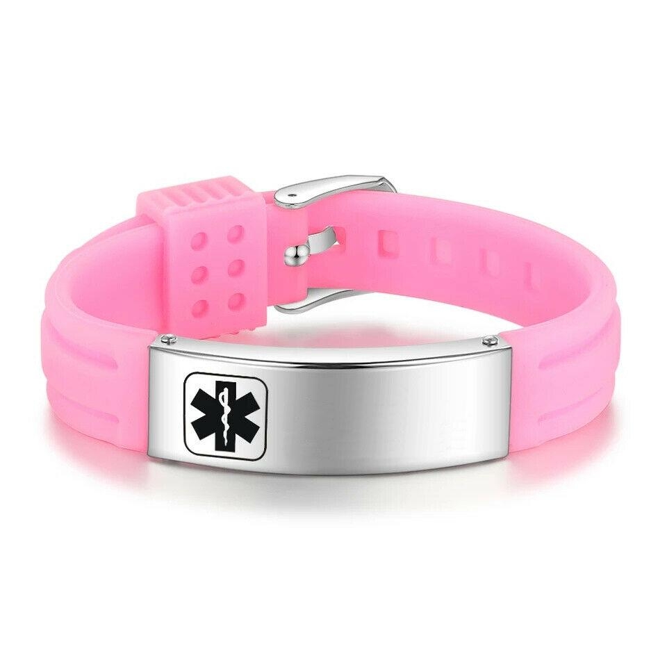 Boston Pink Silicone Medical Alert Bracelet