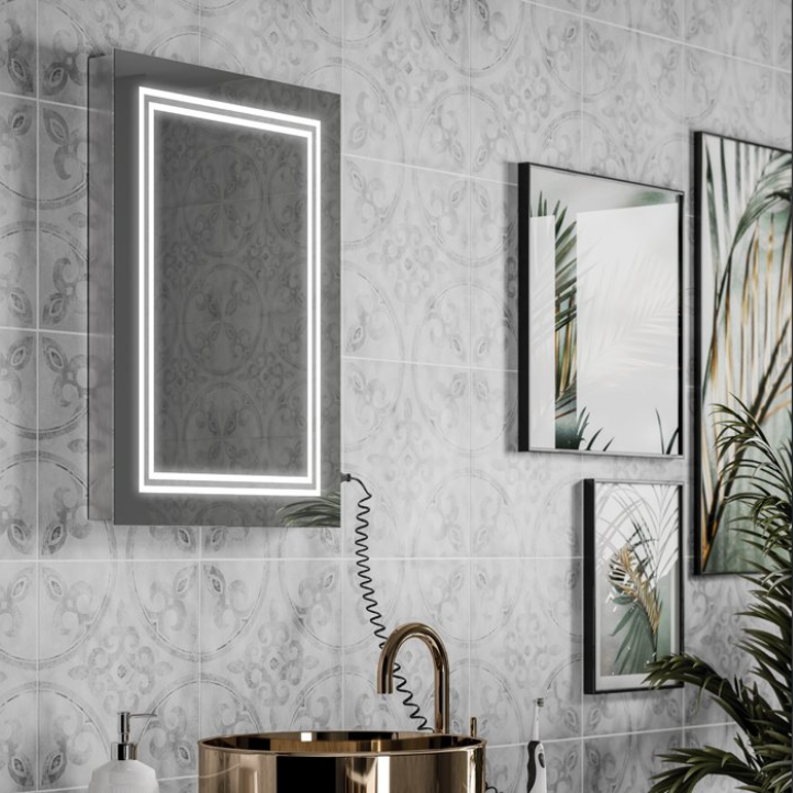 HiB Boundary – Double LED Illuminated Bathroom Mirror – Boundary 60: H80 x W60 x D5.6cm – HiB LED Illuminated Bathroom Mirrors – Stylishly