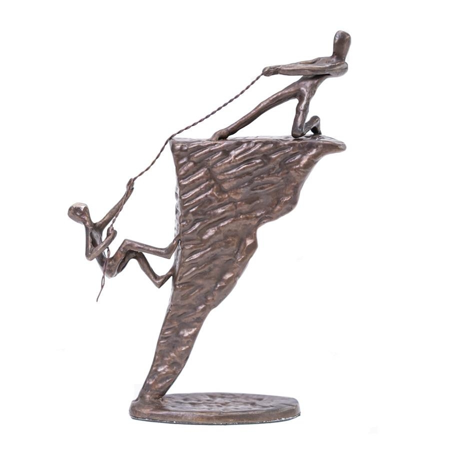 Solid Bronze Sculpture – Rock climbers – 20cm x 14cm x 4cm
