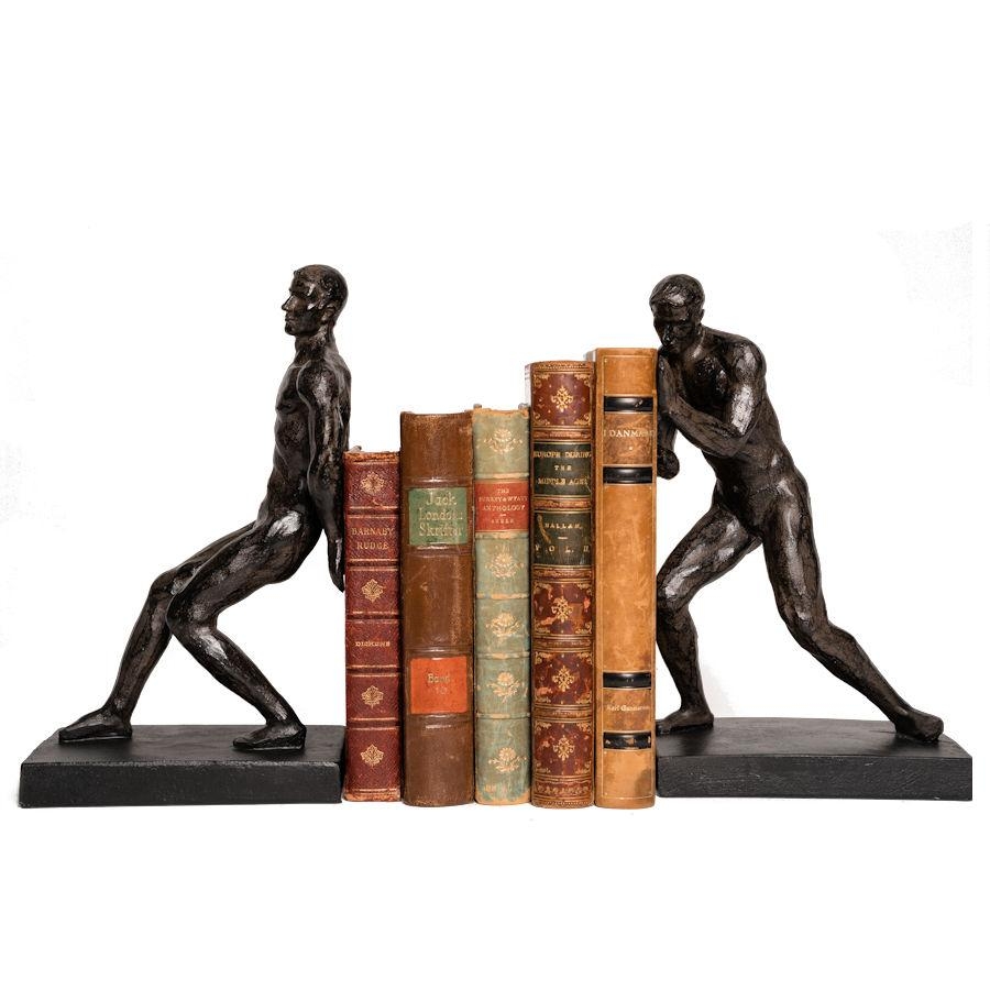 Sculpture Bronze Strong Men Bookends – 19cm x 10cm x 16cm