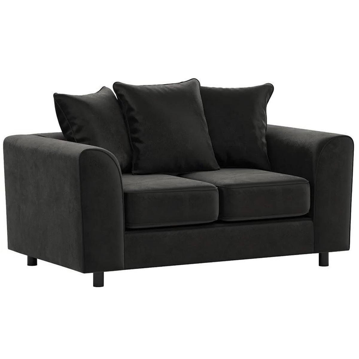 Brooklyn Plush Velvet 2 Seater Sofa – Foam Filled – Black – The Online Sofa Shop
