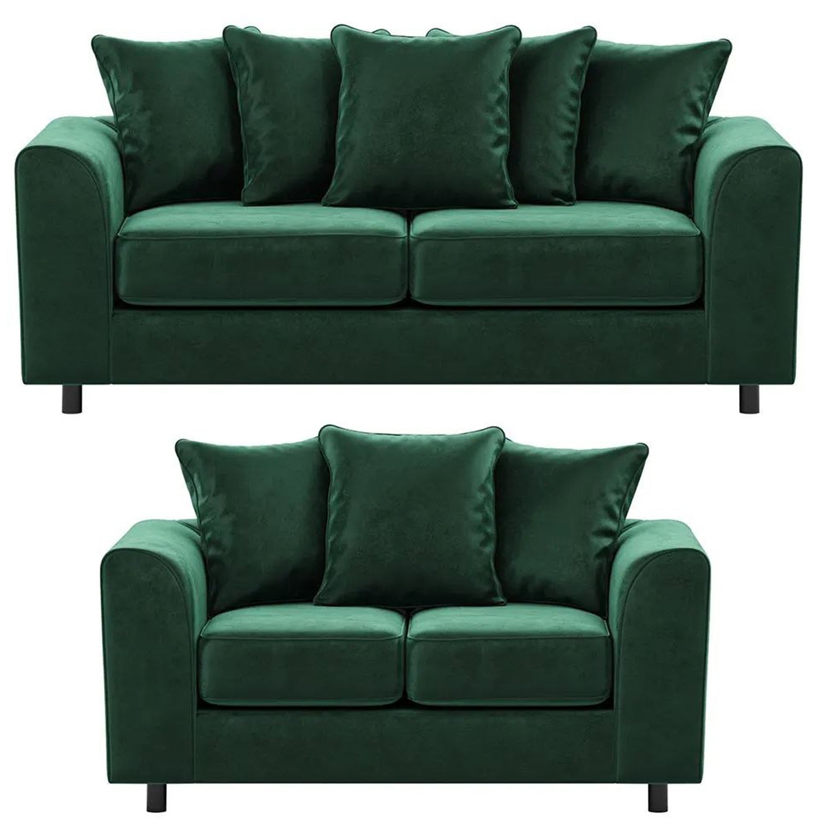 Brooklyn Plush Velvet 3 + 2 Seater Sofa Set – Foam Filled – Green – The Online Sofa Shop