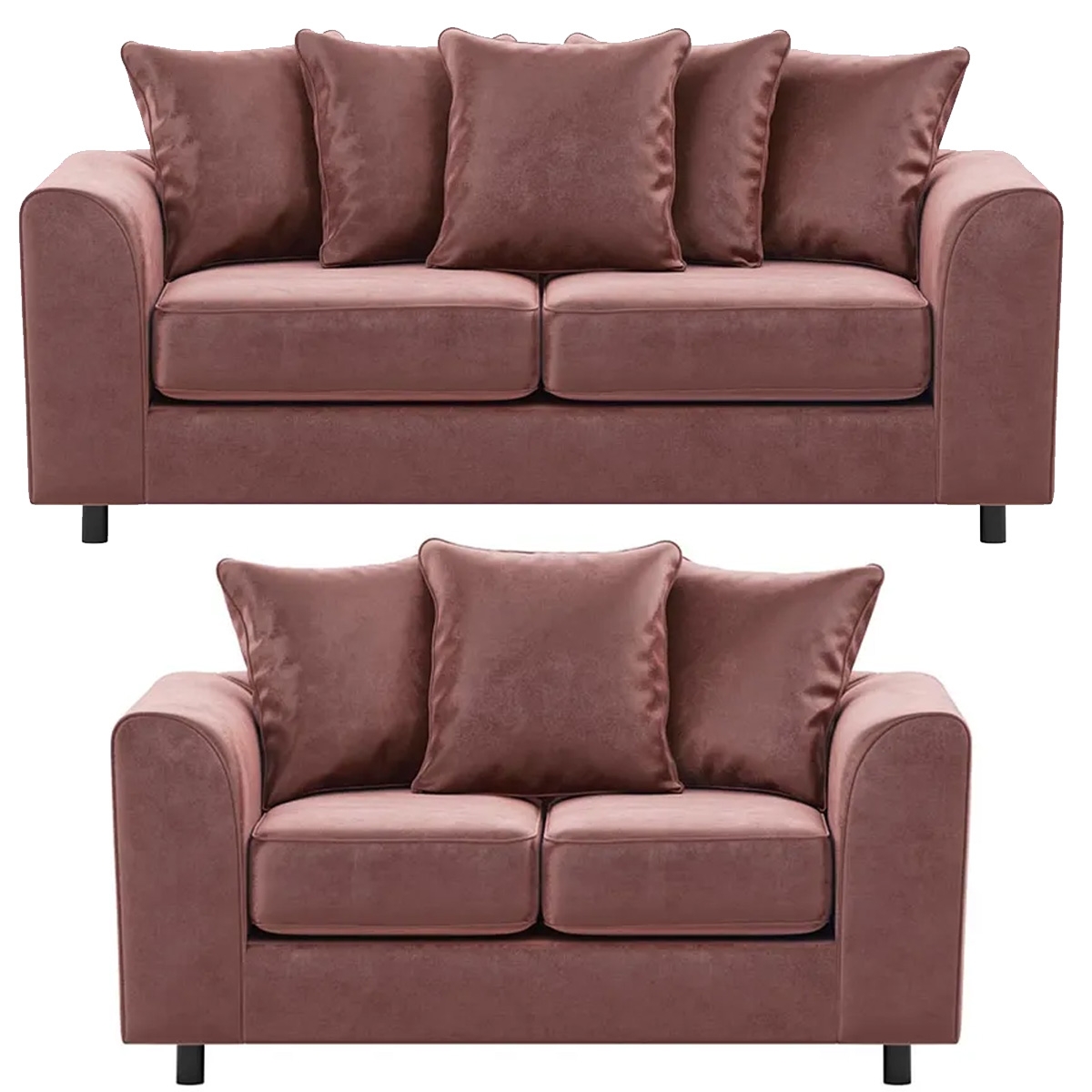 Brooklyn Plush Velvet 3 + 2 Seater Sofa Set – Foam Filled – Pink – The Online Sofa Shop