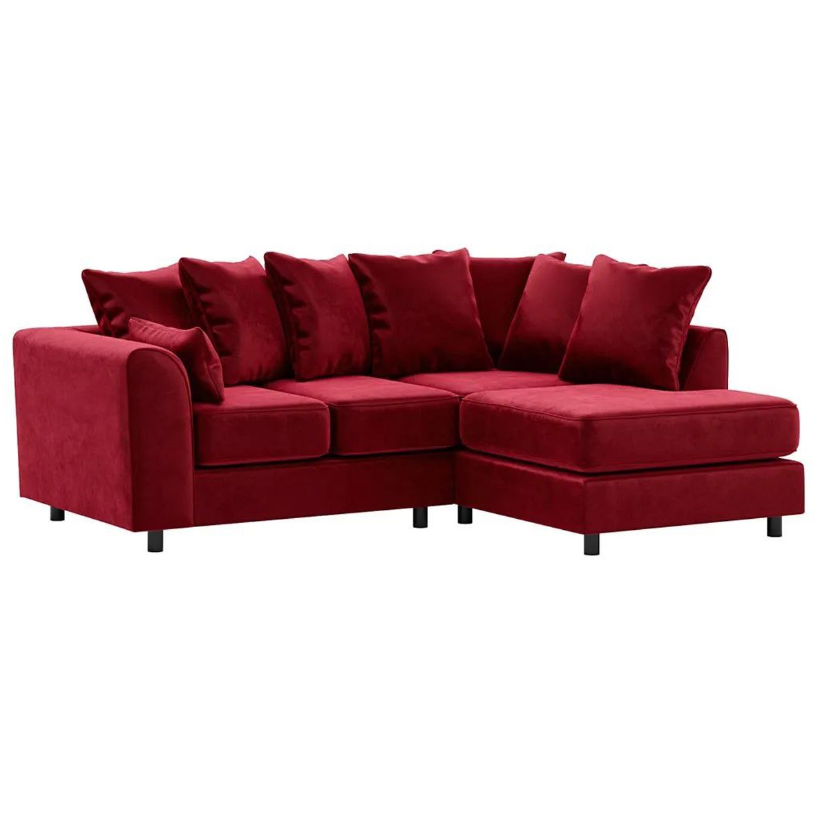Brooklyn Plush Velvet Corner Sofa – Foam Filled – Red – Right Hand Facing – The Online Sofa Shop
