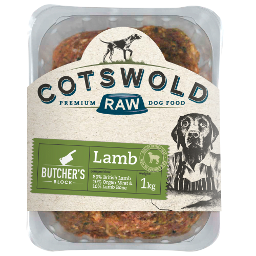 COTSWOLDS RAW BUTCHER’S BLOCK – Lamb- 1KG – Fur2Feather Pet Supplies
