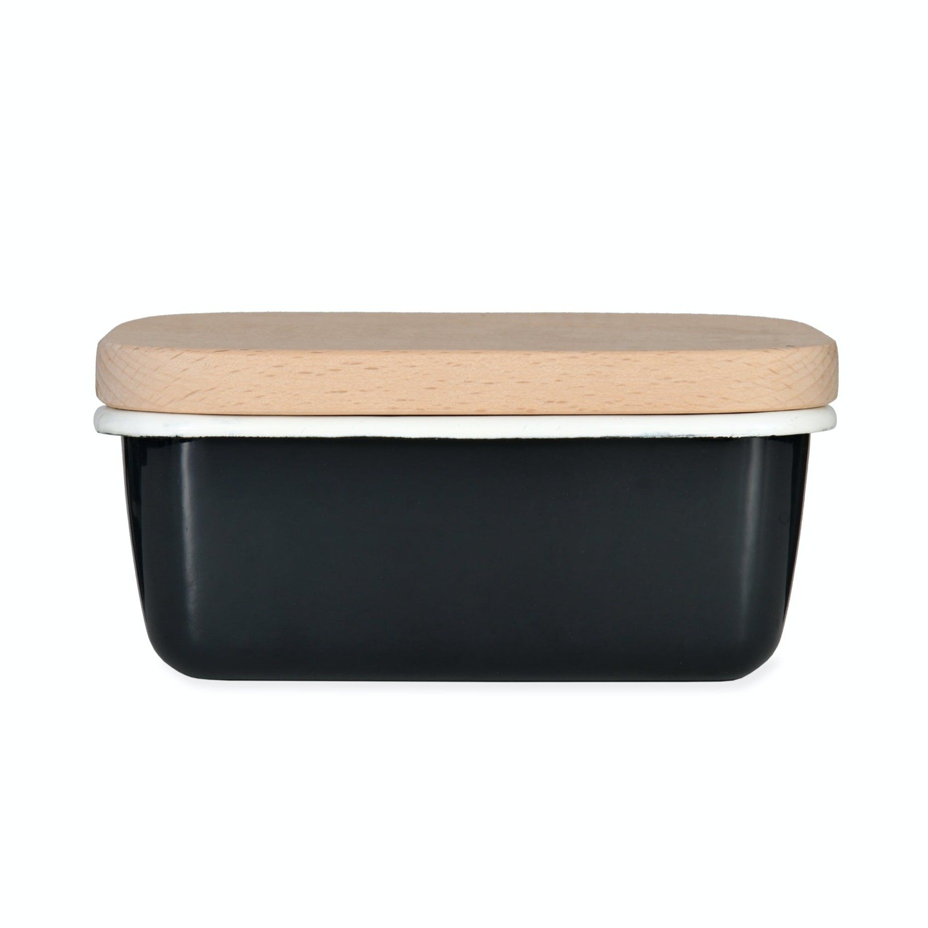 Enamel Butter Dish With Wooden Lid – Carbon – Garden Trading