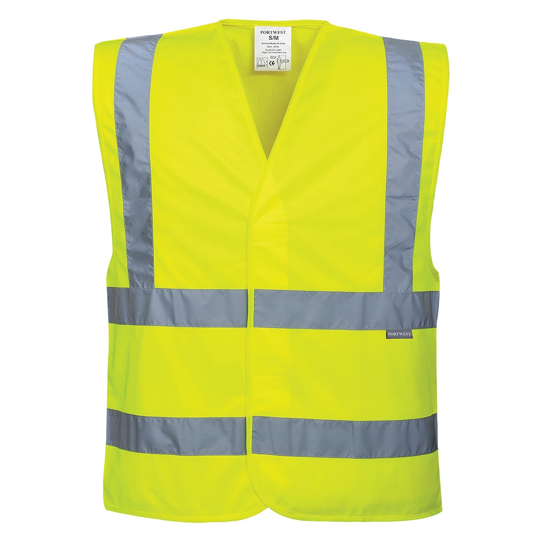 Hi-Vis Two Band & Brace Vest Yellow – S/M – Work Safety Protective Equipment – Portwest – Regus Supply