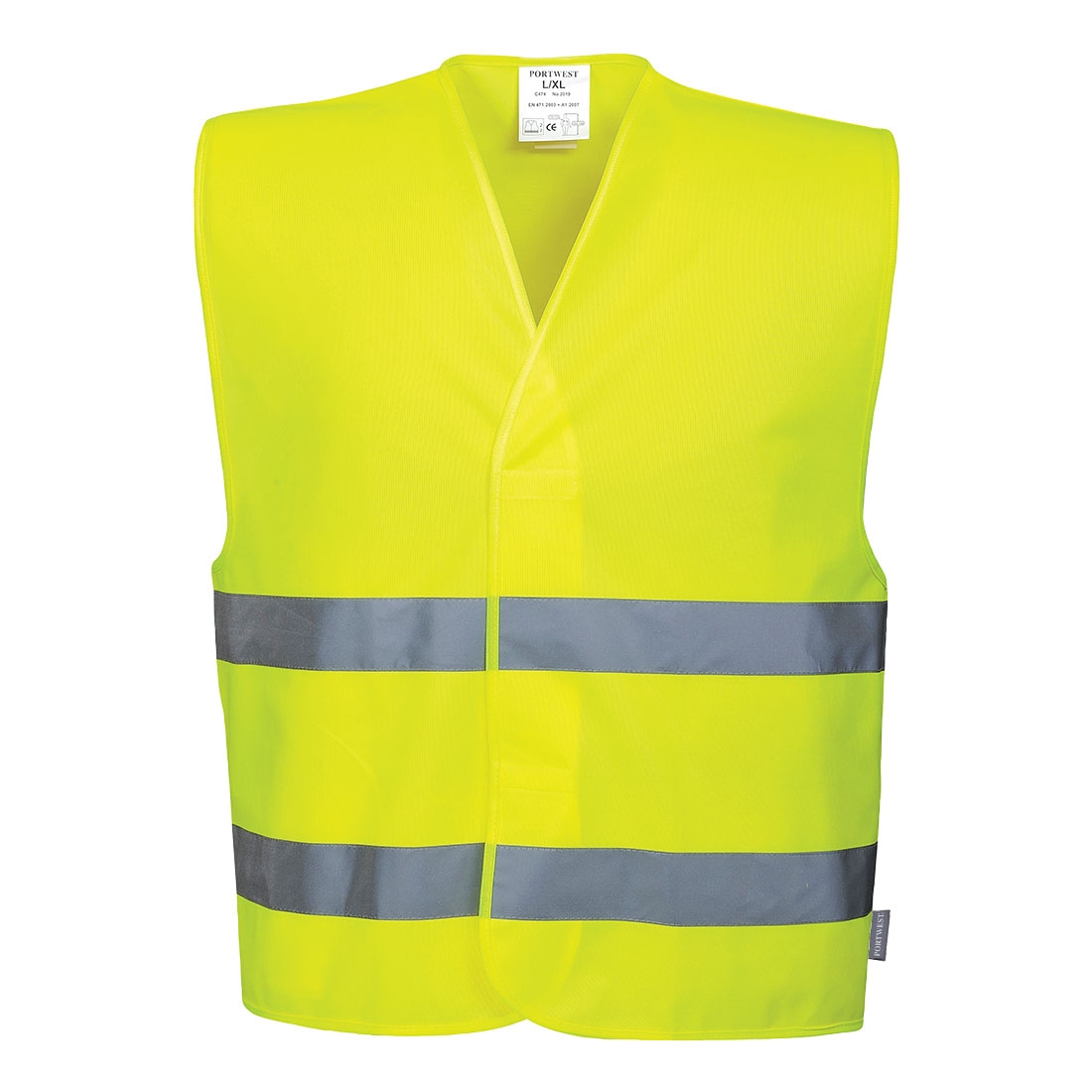 Hi-Vis Two Band Vest Yellow – L/XL – Work Safety Protective Equipment – Portwest – Regus Supply