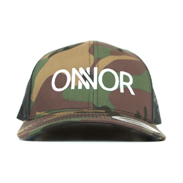 Camo Snapback Trucker Cap – White Embroidered ONNOR Logo – ONNOR Limited