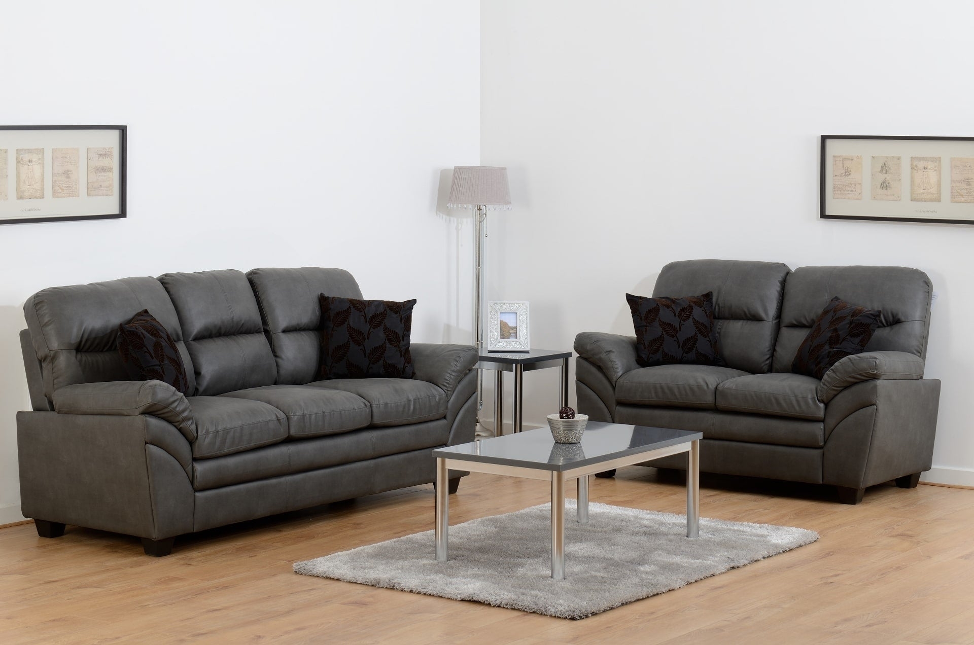 Grey Faux Leather 3+2 Suite – Furnishop