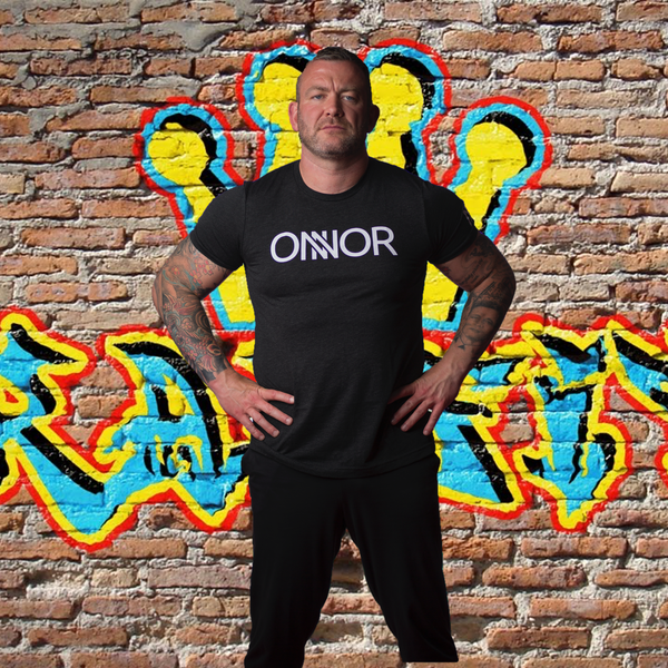 Charcoal Black T-Shirt – White ONNOR Printed Logo – ONNOR Limited