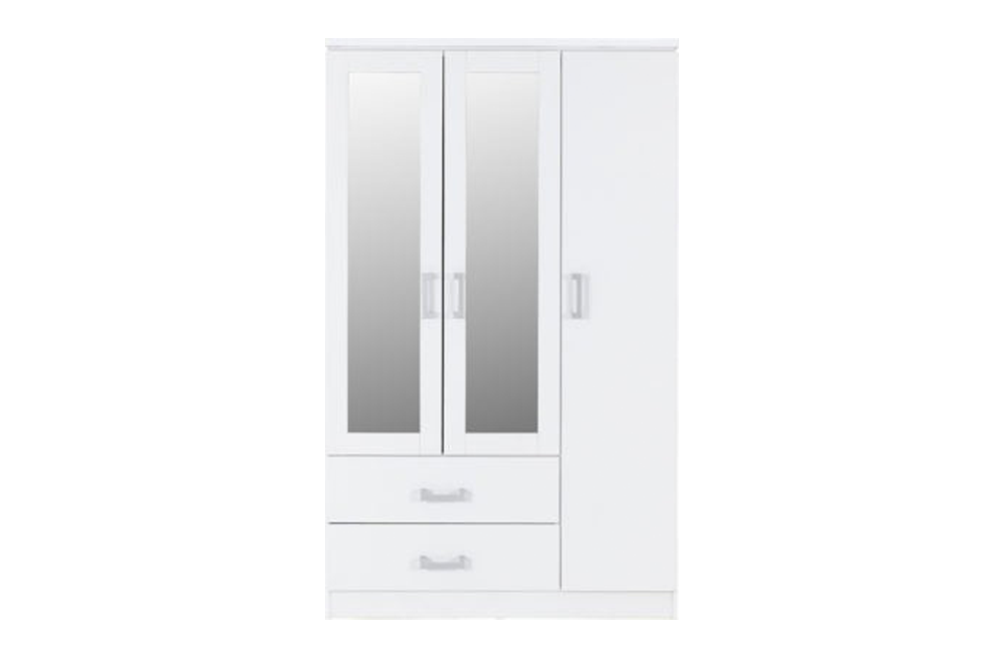 Charles 3 Door 2 Drawer Mirrored Wardrobe – White – Furnishop