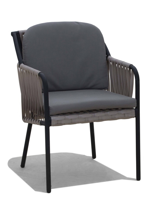Skyline Design – Chatham Dining Chair – Grey / Black – Aluminium Alloy / Weaved Fibre – 58cm